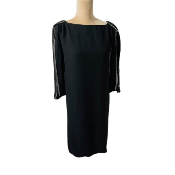 William Travilla Vintage Crystal Rhinestone Studded Crepe Cocktail Dress XS/S - Picture 8 of 8